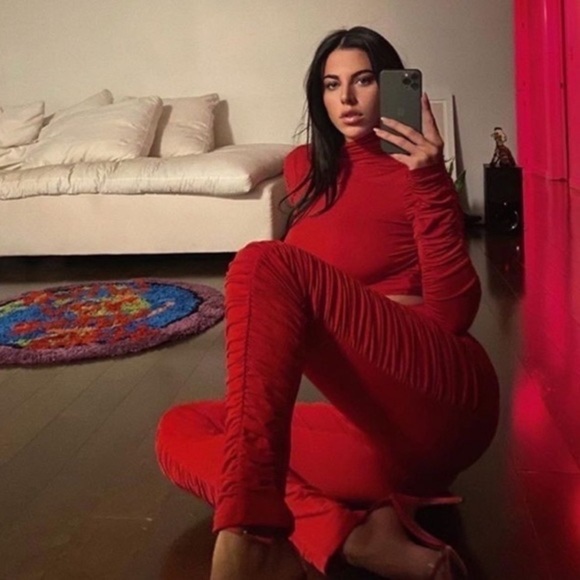 I.AM.GIA Pant Estella Ruched Front Zipper Stretchy Red Medium EUC - Picture 1 of 8